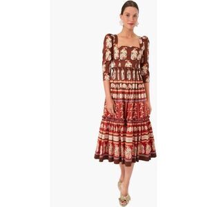 Cara Cara Brown and Red Midi Dress